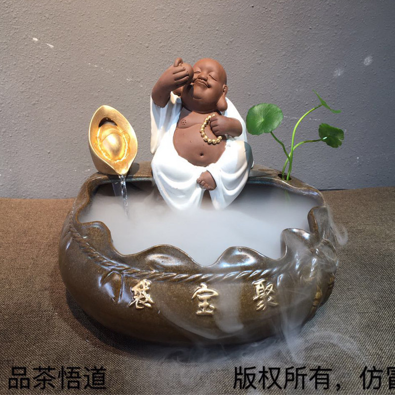 陶瓷流水喷泉桌面小摆件客厅鱼缸风水轮办公室创意鱼缸室内加湿器