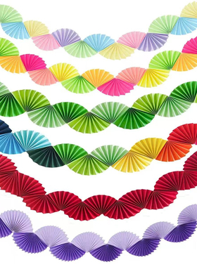 绿色折纸扇装饰新年主题拉花婚礼派对商场橱窗开学幼儿园环创布置