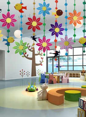 商场幼儿园装饰挂饰教室走廊卖场环境布置空中创意吊饰柳藤条挂件