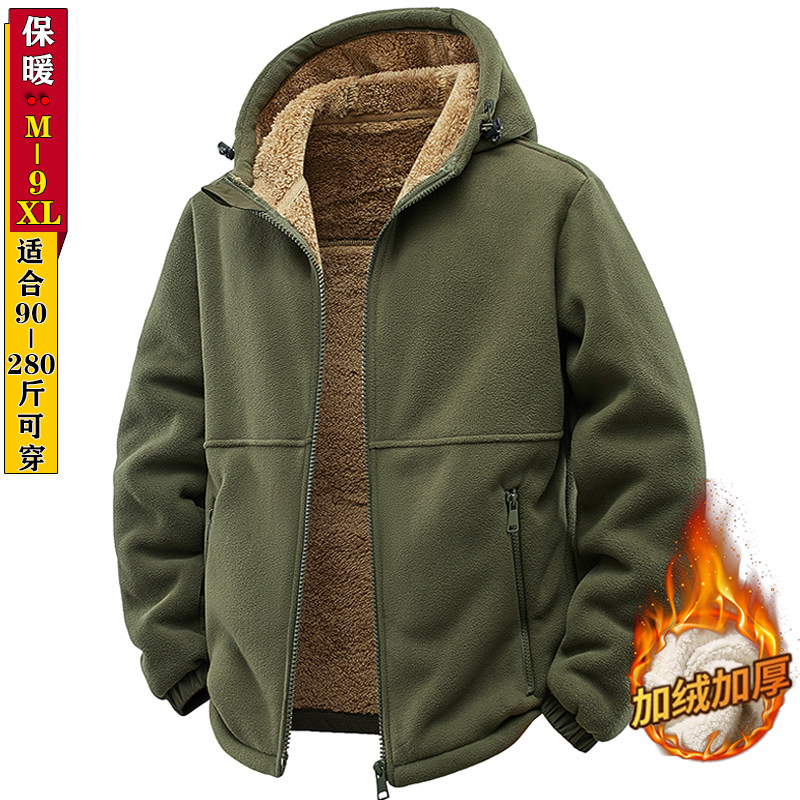 加绒加厚开衫卫衣男秋冬季抓绒外套中青年冬装摇粒绒羊羔绒保暖衣