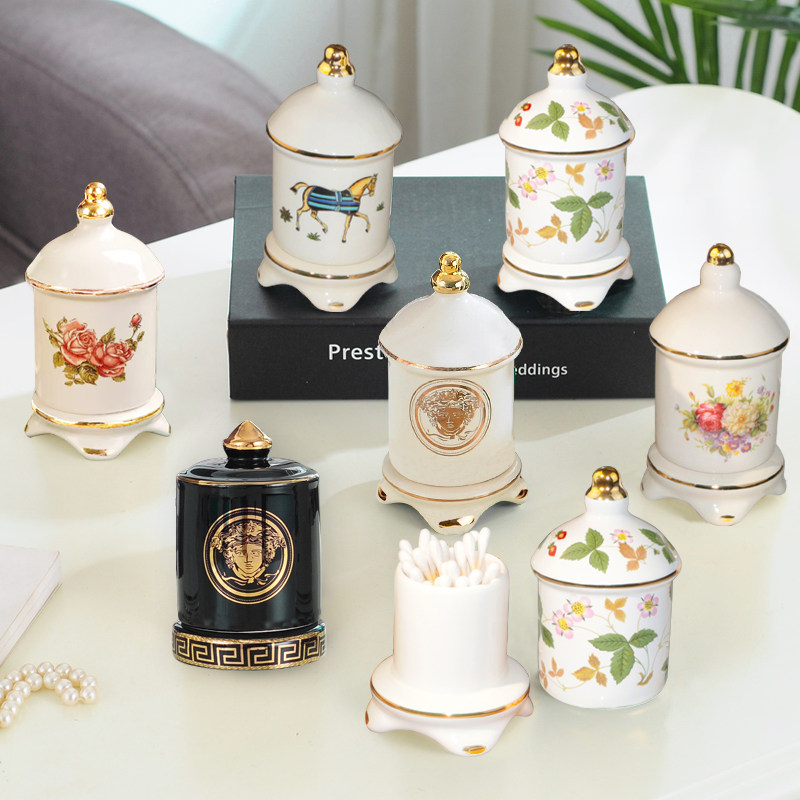 欧式陶瓷牙签筒创意家用棉签盒个性轻奢牙签罐瓶客厅茶几收纳摆件,餐饮具,牙签筒,淘宝优惠券,粉丝福利购,淘宝优惠卷