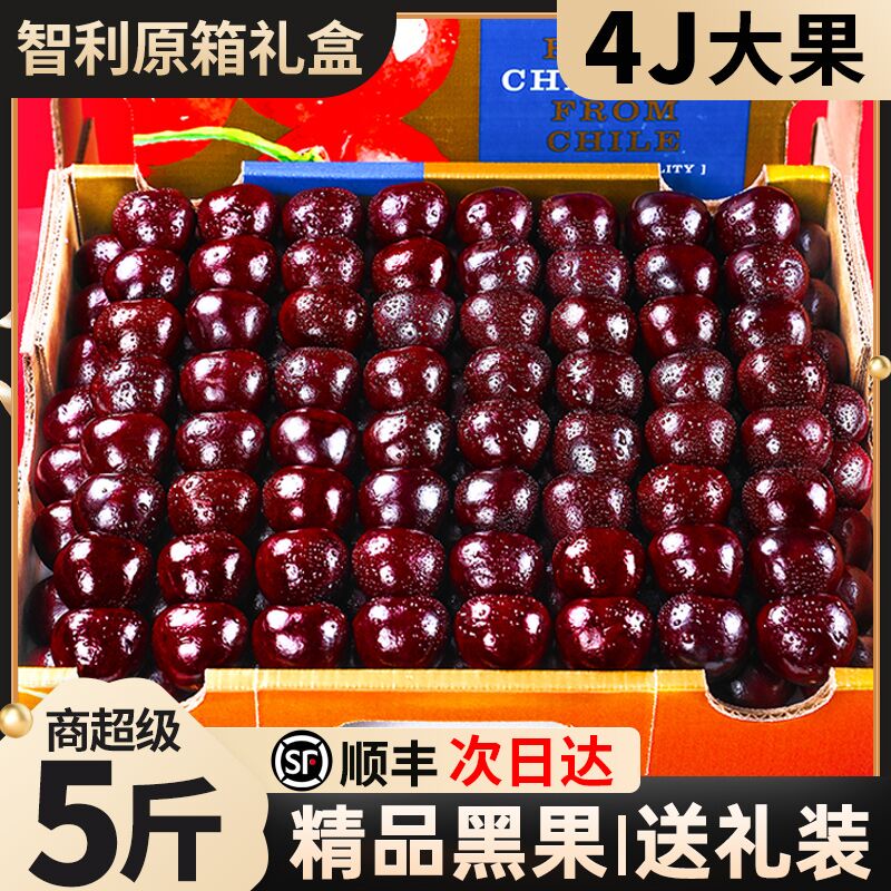 原箱礼盒丨智利进口车厘子5斤新鲜水果当季整箱4J大樱桃顺丰包邮