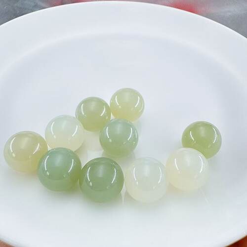 天然和田玉糖晴水色12mm圆珠散珠