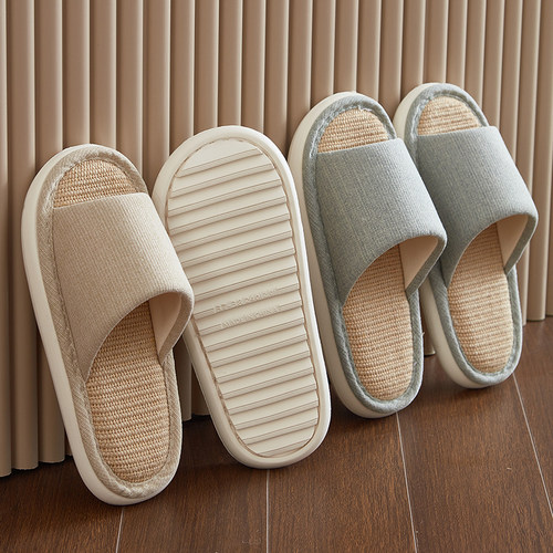 春夏亚麻拖鞋女款居家室内厚底