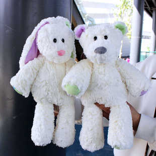 北欧新款可爱陪睡白色小兔子公仔小熊毛绒玩具安抚玩偶布娃娃礼物