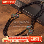 中古风vintage西洋古董长款 锆石紫水晶项链女士高级感气质123cm