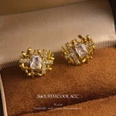 编织超闪锆石时髦轻奢耳钉女士高级感复古百搭耳环