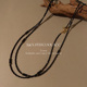黑尖晶长条黑玛瑙长款 项链女士高级感毛衣链优雅复古风163cm