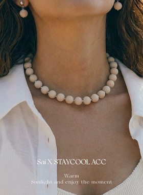 白化石串珠项链女士圆珠锁骨链颈链北欧风简约百搭毛衣链