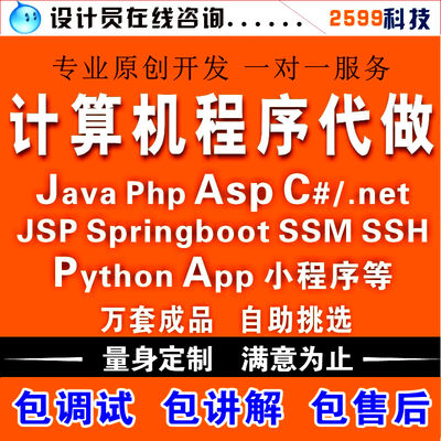 计算机专业程序设计java代做php网站vue系统开发jspasp.netC#