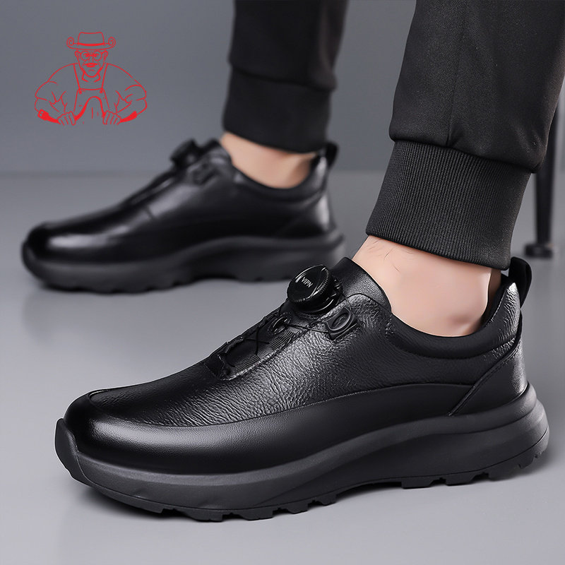意大利老人品牌男鞋商务休闲鞋轻便户外旅行徒步鞋旋转扣休闲皮鞋