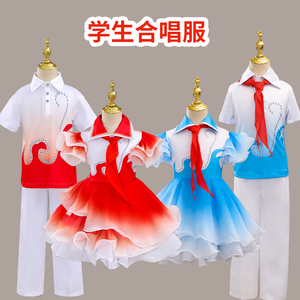 男女款合唱服红色蓝色男女款