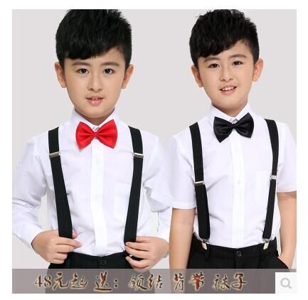 六一儿童背带裤演出服装中小学生大合唱男童朗诵表演主持人礼服秋