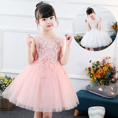 Hoa cô gái Liuyi trang phục cô gái đứng cổ áo trailing công chúa váy trẻ em sinh nhật ăn mặc máy chủ đi bộ hiển thị tutu bộ vest gile đẹp cho bé trai