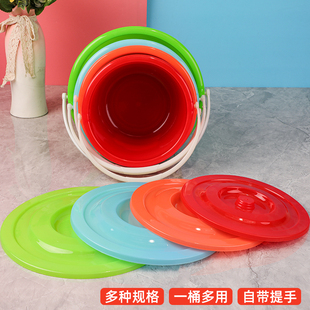 塑料水桶提手带盖糖果色收纳桶颜料桶洗笔桶小桶开业促销礼品赠品