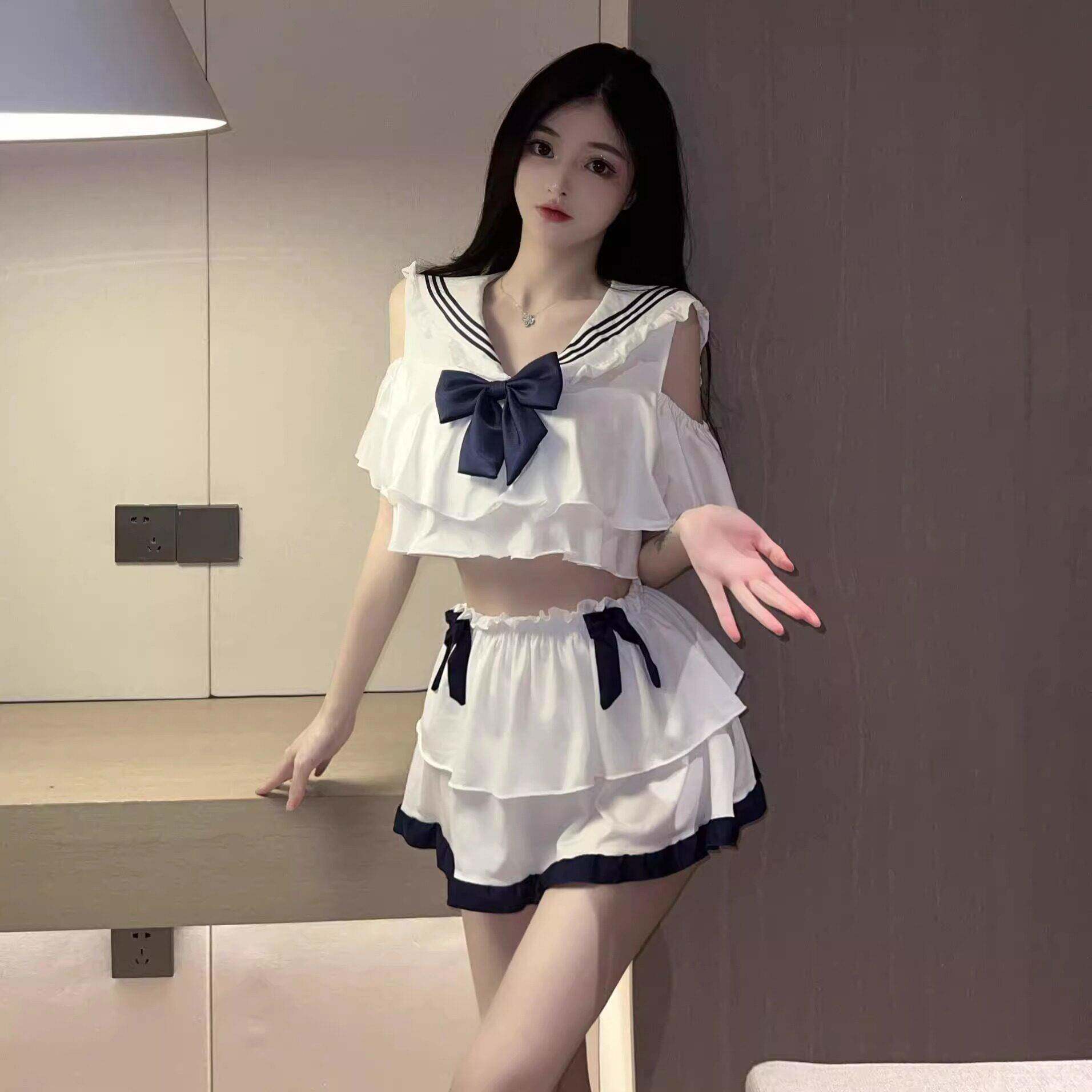 2026新款日系性感可爱学生装二次元jk制服纯欲免脱睡衣女款超短裙