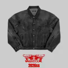 Woosterarchive26Ss Deconstructed Perforated Washed Distressed Three-Dimensional Cut Denim Jacket One Black Piece
