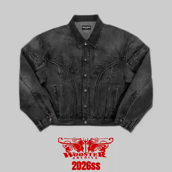 Woosterarchive26Ss Deconstructed Perforated Washed Distressed Three-Dimensional Cut Denim Jacket One Black Piece