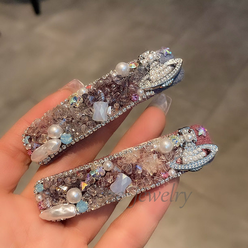 新款水钻前额刘海一字侧边夹发夹子头饰头发卡子女后脑勺带钻鸭嘴