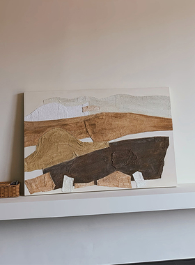 墨山造画 wabisabi客厅轻奢小众原创手绘油画卧室餐厅装饰画侘寂