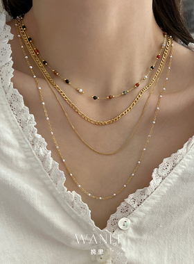 挽里项链滴釉可叠戴欧美个性时髦