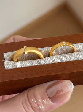 挽里铜镀金锆石戒指小众设计女