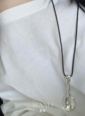 挽里银勺子吊坠长款项链