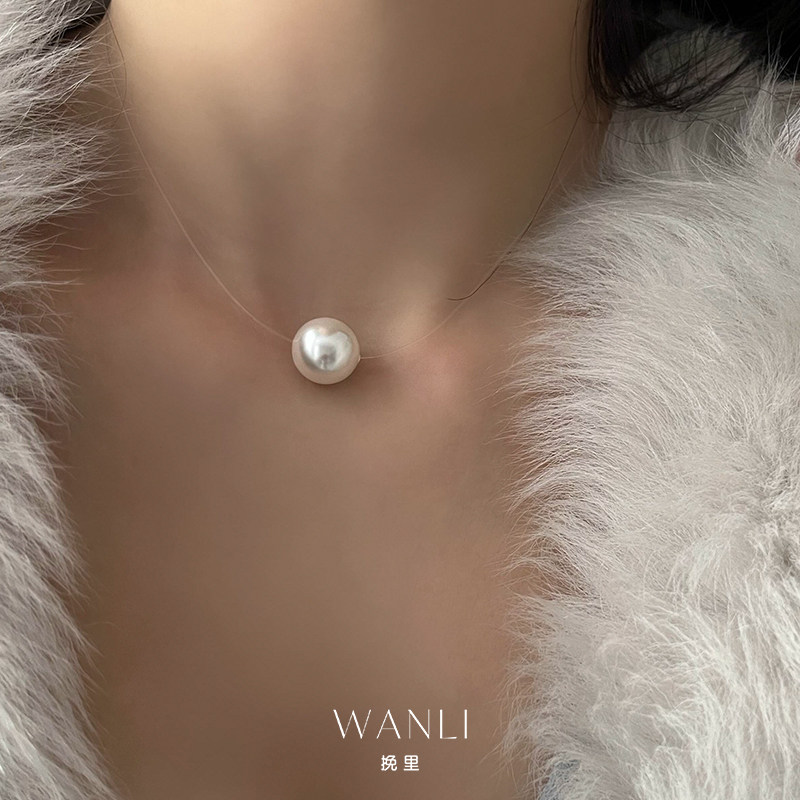 挽里施家珍珠鱼线项链2026新款爆款高级感锁骨链轻奢小众女款百搭,饰品/流行首饰/时尚饰品新,项链,淘宝优惠券,粉丝福利购,淘宝优惠卷