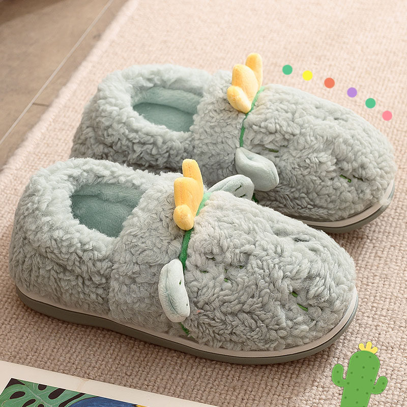 可爱棉拖鞋女冬季包跟毛绒保暖