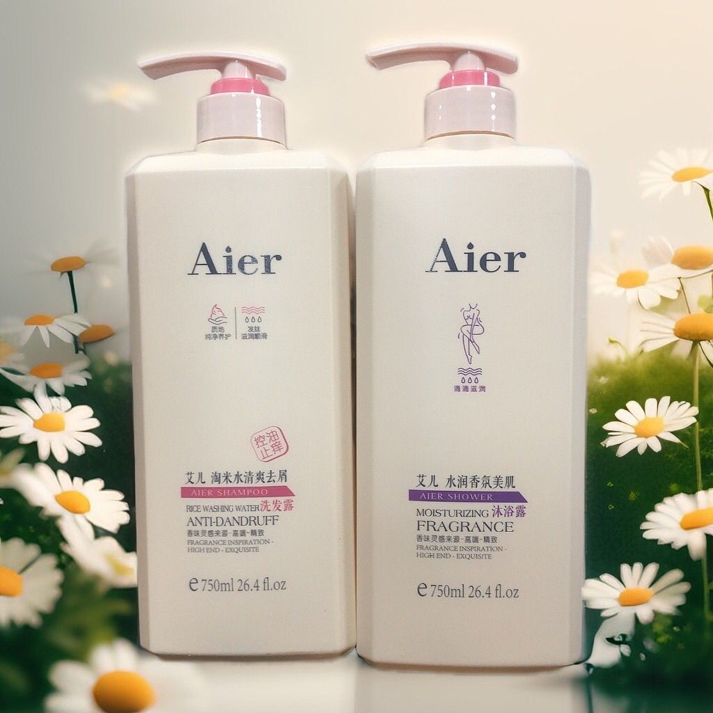 艾儿淘米水洗护套装两件套-深层清洁柔顺去屑纯净护发750g