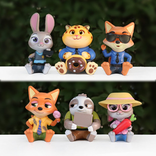 可爱坐姿疯狂小动物系列盲盒玩具朱迪尼克公仔车载桌面装 饰品摆件