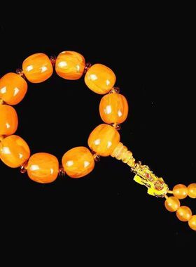 仿蜜蜡牛角手链佛珠手串旅游景区地摊厂家文玩手持男女手链羊角