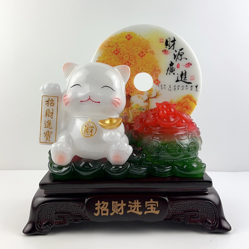 新品仿玉招财猫摆件创意家居客厅玄关办公室店铺收银台开业礼物