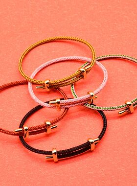 3mm双向可调节绳钢丝手绳手链穿3D珠子男女情侣款手绳可DIY本命年