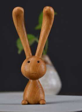 小叶紫檀创意鼻刮崖柏小兔子按摩棒提拉颌线按压太阳穴点穴位礼物