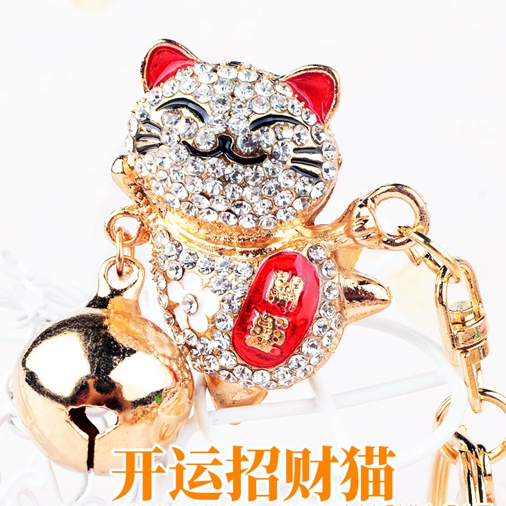 新品开运铃铛猫钥匙扣卡通叮铛猫招财公仔包包挂饰书包挂件好看