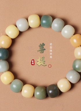 干磨白玉菩提根手串男款多宝菩提子文玩绕指柔手链女盘玩渐变佛珠