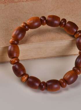 太行崖柏陈化手串12mm直切桶珠算盘隔片红油料佛珠手链男女款首饰