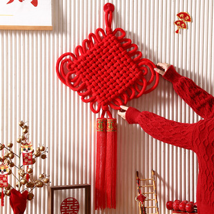 绒布中国结挂饰大号客厅挂件喜迎新春2026马年玄关新年装饰用喜庆