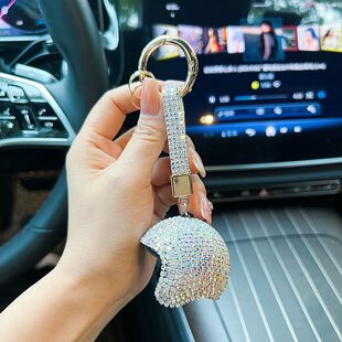 个性镶钻头盔车钥匙扣手工精致满钻绳圆扣包包挂件走心女生小礼物