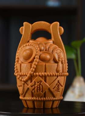 黄杨黄金檀木雕财神卡比巴拉猫咪小鹿工艺品摆件木质动物桌面茶虫
