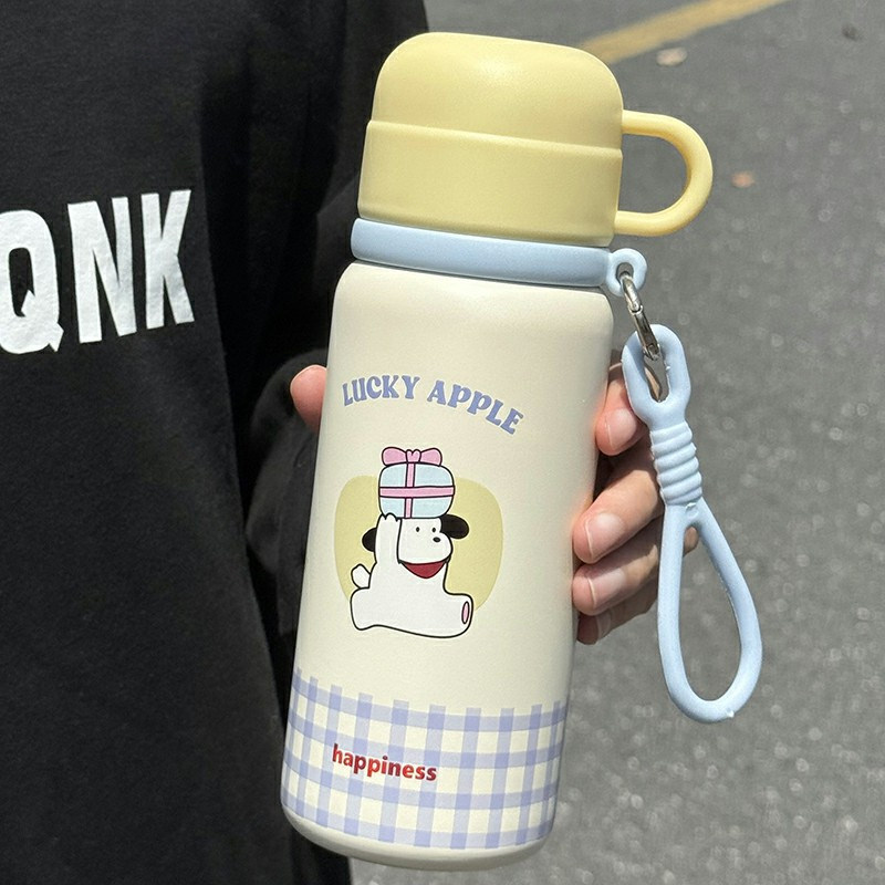 2025新款保温杯女高颜值316不锈钢带手提可爱便携学生吸管双饮杯