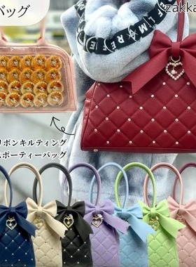 Zakkamart正品授权 菱格梯形手提蝴蝶结大蝴蝶结绗缝运动包