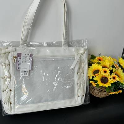 wego丝带痛S码透明PVC痛包透明手提袋保护袋透明袋包装袋子