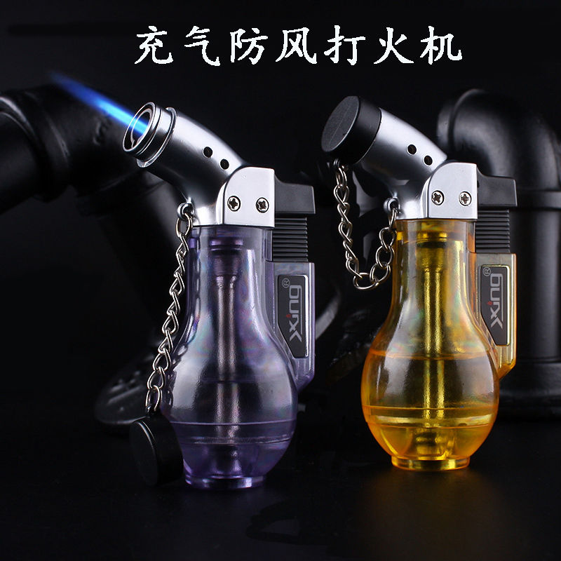 创意充气打火机直冲防风高温喷枪雪茄小焊枪可充气艾灸烧塑料工具