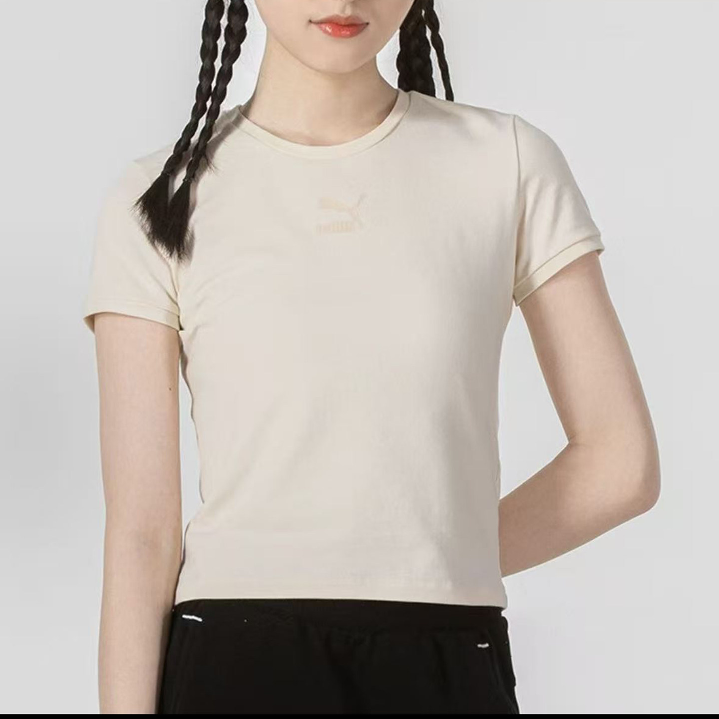 Puma彪马女子圆领舒适透气潮流百搭休闲短袖T恤673508-99