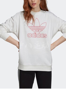 ADIDAS阿迪达斯女子三叶草经典大logo宽松圆领套头衫卫衣GD2281
