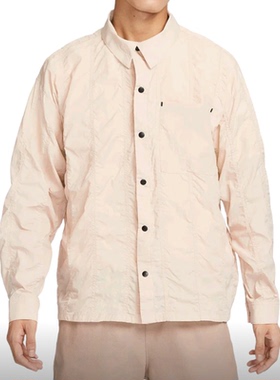 Niek耐克褶皱梭织翻领舒适轻运动休闲长袖衬衫POLO衫FB7364-126