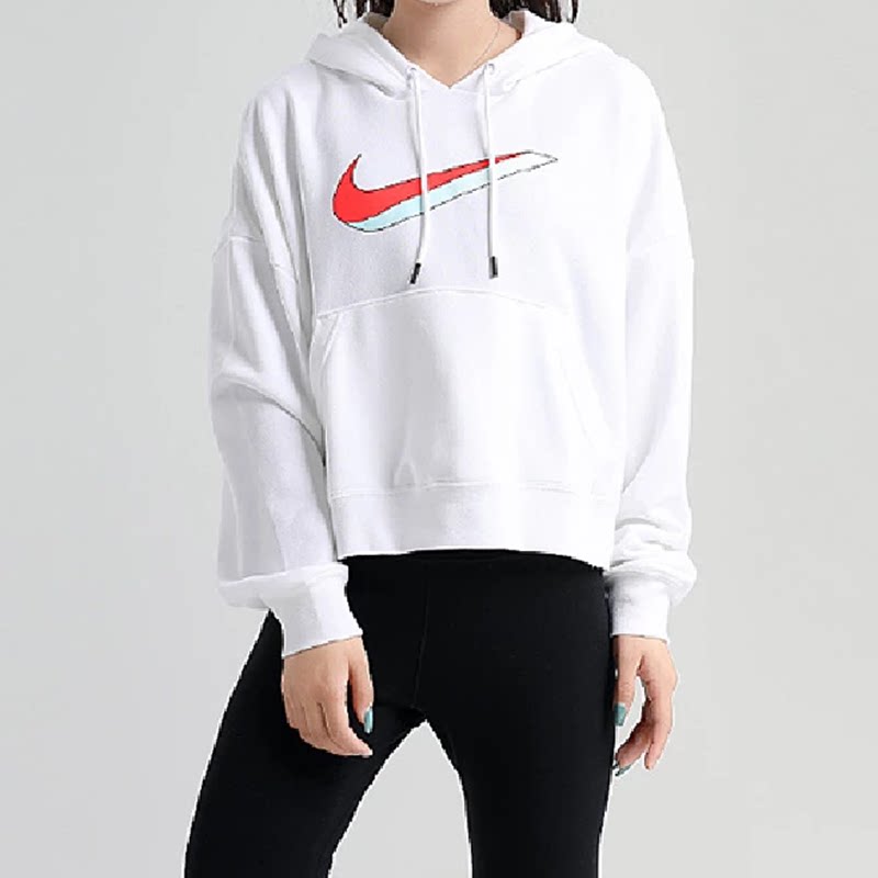 L码Nike耐克女子彩钩打logo运动休闲连帽卫衣套头衫CU5109-100