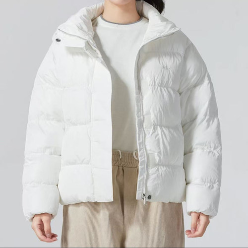 L码Adidas阿迪达斯女子立领保暖短款舒适百搭宽松休闲棉服IJ8236